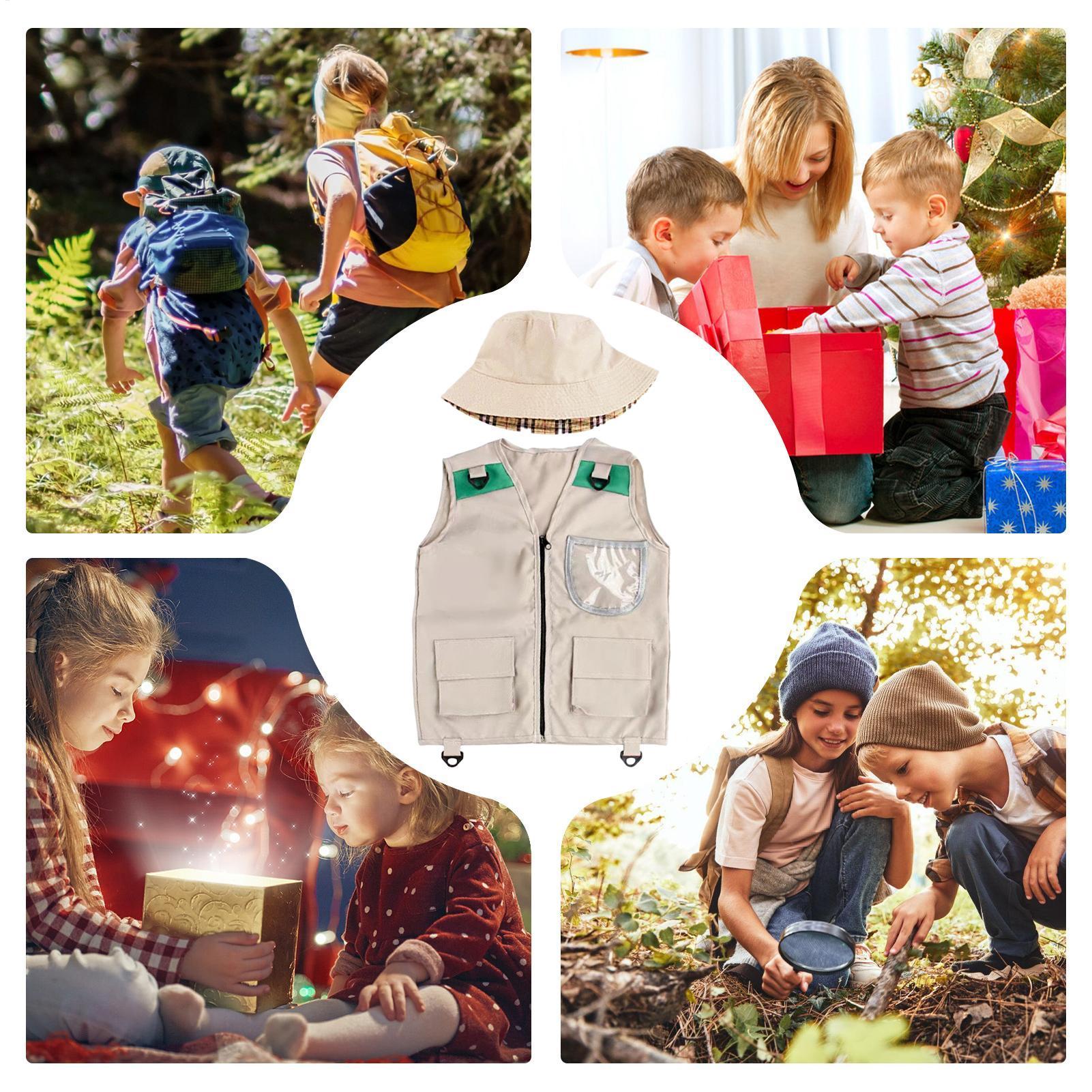 Outdoor Adventure Activities For Kids - سترة استكشافية للأطفال مع قبعة، زي
