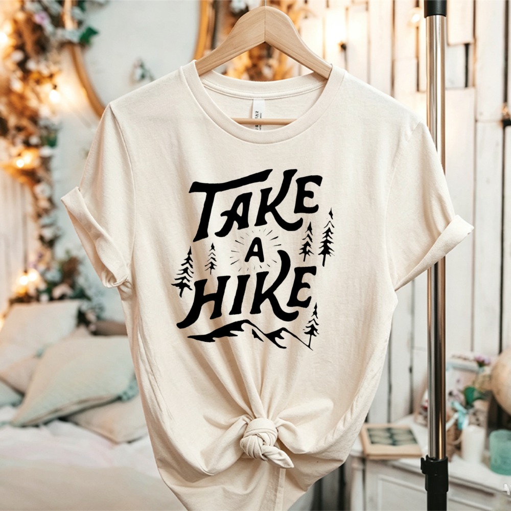 Outdoor Adventure Quotes Short - تي شيرت قطني كاجوال مطبوع عليه