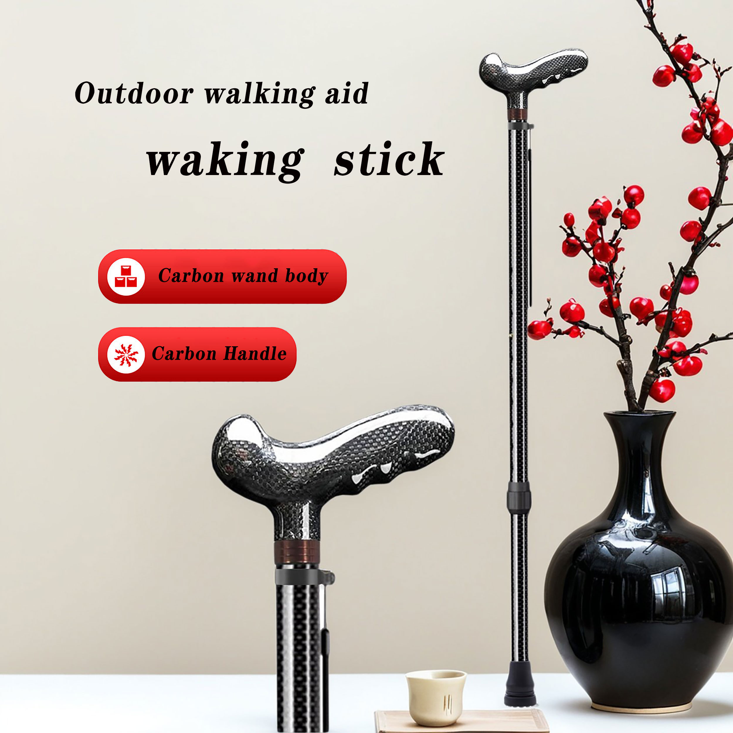 عصا مشي خفيفة الوزن من ألياف ا - مراجعة Trekking Pole Carbon وسعره